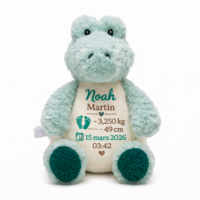 peluche crocodile personnalisée avec prénom brodé cadeau naissance bébé