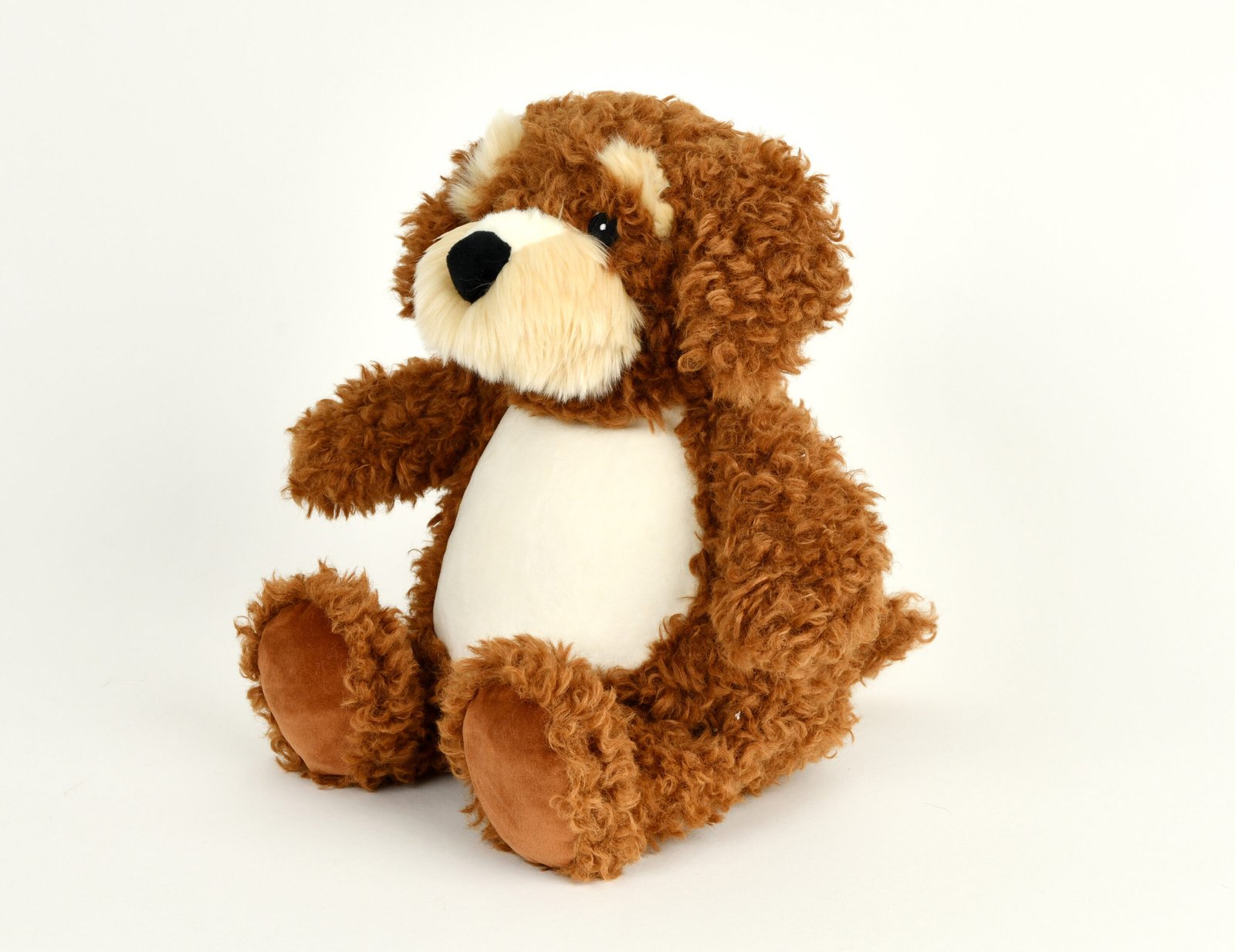 Peluche chien personnalisée pour bébé avec prénom et empreintes de pieds brodées