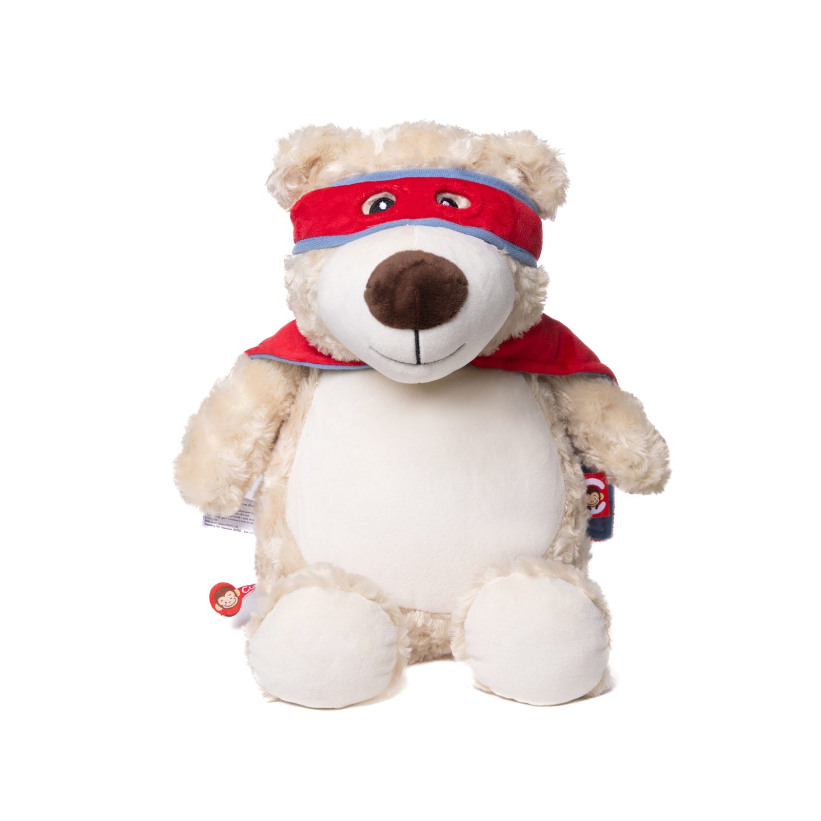 Doudou ours super héros personnalisé avec prénom date de naissance poids et taille